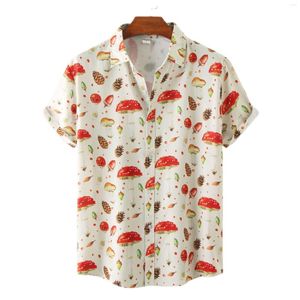 Camisas casuais masculinas 2023 Moda de verão européia e americana Moda jovem de lapela de praia solta praia camisa de manga curta floral