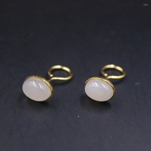 Orecchini a cerchio Real Pure 999 24k Yellow Gold Stud Uomo Donna Lucky Simple Oval 1.29g