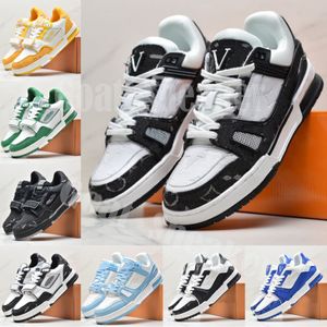 2023 Designer Low Tops Flat Sneakers Virgil Trainer Hombres Mujeres Zapatos casuales Denim Canvas Leather Abloh White Green Red Blue Overlays Fashion Platform Eu 36-45