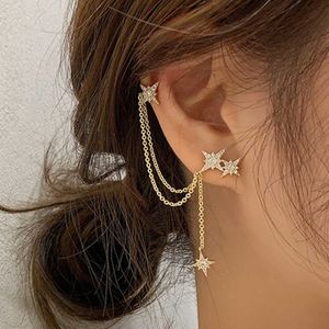 Charm koreansk mode enkla fjärilsstjärnor Tasselörhängen för flickor Kvinnor Piercing långa örhängen 2022 Trend Crystal Ear Cuff Smycken AA230518