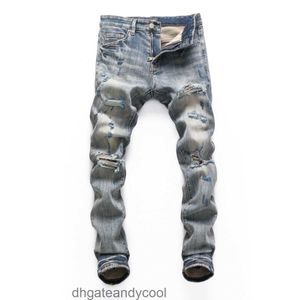 Style Denim Amirres Jeans Designer Pants Man 23 Autumn Spring and Ripped Slim Jeans For Men Medium och Low Midje Light Luxury Wash Light Color Stretch Leg PA HP7E