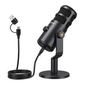 Microfones Maono Dynamic USB Microphone With Typec Connector for Phone Compute Volume Control Metall Mic Recording Streaming Gaming 230518