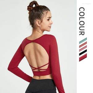 Active Shirts Seamless Workout For Women Beautiful Back T-Shirt Long Sleeve Yoga Tops Sports Running Shirt Breathable Athletic Slim Fit