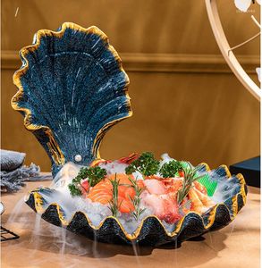Пластинские посуды морепродукты Сашими блюдо с большой раковиной специально для сухого льда ужина и блюда столовая