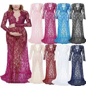 Maternity Dresses Fashion Pography Props Maxi Gown Lace Dress Fancy Shooting Po Summer Pregnant Plus 230519