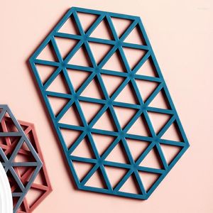テーブルマットJustDolife Grid Rubber Trivet Mat Non Slip Heat Insulating Geometric Pot Holder Silicone Bowl Cup Pad Home Decor