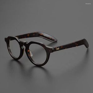 Montature per occhiali da sole Collezione vintage giapponese Montatura per occhiali tartaruga tonda per uomo e donna Occhiali da vista miopia in acetato artigianale retrò