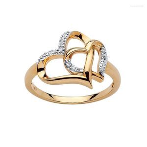 Bröllopsringar Lovers 'Double Heart Finger Ring for Women Hollow Out Bands Jewelry Party Classic Gifts Ladies