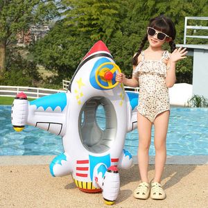 Uppblåsbara flottörer rör Baby Swimming Ring Table Toy Airplane Form Swim Ring Seat Floating Swimming Beach Summer Water Toy P230519