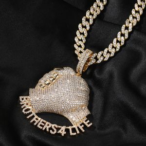 Hip Hop Iced Out CZ Handshake Anhänger Alphabet Halskette Gold Versilbert Bling Schmuck Geschenk