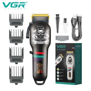 Hårtrimmer VGR Hair Clipper Electric Hair Cutting Machine Professional Barber Cordless Hair Trimmer Digital Display Clipper For Men V699 230519