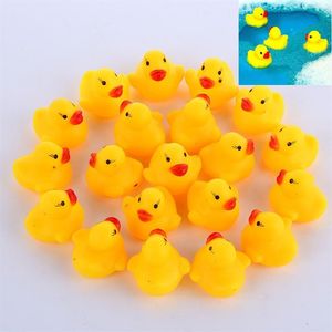 100pcs lot Mini Yellow Rubber Ducks Baby Bath Water Duck Toy Sounds Kids Bath Small Duck Toy Children Swimming Beach Gifts2497