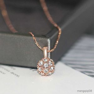 Colar pingente para mulheres estilo simples bola sortuda zircão rosa ouro colorido clavô de clavícula jóias de moda de moda