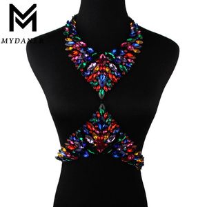 Collares MYDANER nuevo 11 colores de lujo Crysatl Rhinestone joyería mujeres boda fiesta Sexy cadena collar verano Bikini joyería al por mayor