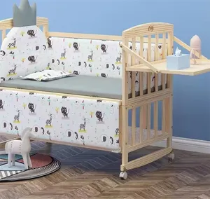 Sängkläder set krona form baby 5st set barn flicka spjälsäng nyfödd kudde crib zebras mönster delfin tryck trä stötfångare säng set lakan ba30 f23