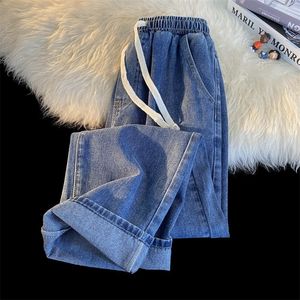 Kvinnors jeans spring casual kvinnors jeans solid baggy rak slim y2k trend denim last byxor kvinnlig bred ben streetwear byxor 230519