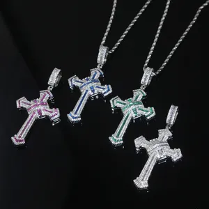 Iced Out New Cross Pendant For Men Women Punk Styles Paled Cubic Zircon Hip Hop Necklace Fashion Rock smycken