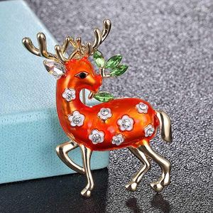 Spille Zlxgirl Gioielli Bella Donna Natale Cervo Sika Animale Smalto colorato Spilli Hijab Sciarpa Belle Borse Bijoux