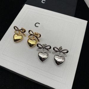 New Bow Love Heart Earrings Female Mori Style Fresh College Fairy Silver Stud Earrings Fashion