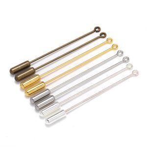 20pcs Segurança Broche longo pinos de ouro/bronze antigo pino de broche dos olhos com tampa de tampa para jóias DIY Fazendo acessórios de broche