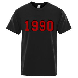1990 성격 거리 도시 편지 T 셔츠 남성 패션 코튼 셔츠 느슨한 여름 통기성 티 의류