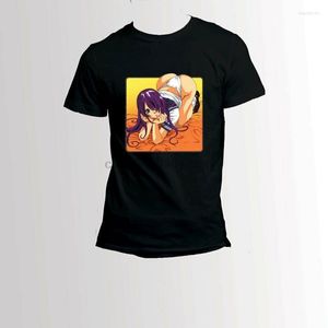 メンズTシャツフックアップガールチェリーセクシーなアニメスケートボード黒と白のTシャツTシャツ