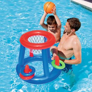 Aufblasbare Schwimmreifen, Schwimmbad-Basketballkorb-Set, aufblasbare schwimmende Reifen mit Ballringen für Kinder, Teenager, Erwachsene, perfektes Wettkampf-Wasserspiel 230518