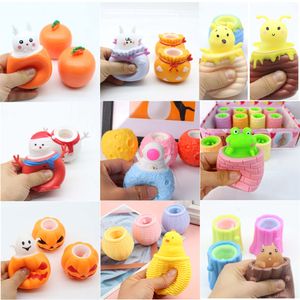 Animal Squishes Toys with Cheese Cup Squishies Cute Mice Squeeze Squirrel Cup Fidget Toy for Kids Adults Anxiety Stress Relief Birthday Party Favors
