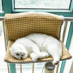 猫のベッドハンマック子猫ハンギング寝台席ソファ快適なフリース温かい金属フレームマット小さなペット窓枠2つの用途