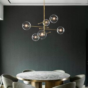 Ljuskronor ledde pendellampa modern brons glas ljus bubblor ljuskrona studie vardagsrum restaurang hängande dekor