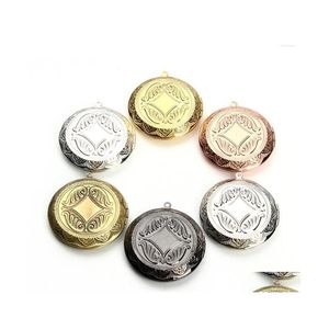 Anhänger Halsketten 5 Stück 30 mm runde Cabochon-Basis 45 mm Metall Kupfer Medaillon Einstellung 7 Farben plattiert leer PO-Rahmen für die Schmuckherstellung Dhvdp