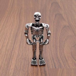 Pendant Necklaces Punk 316L Stainless Steel Sier Color Black Angry Skl Man Jewelry Of Skeleton Bones Giftpendant Drop Delivery Pendan Dhmfd