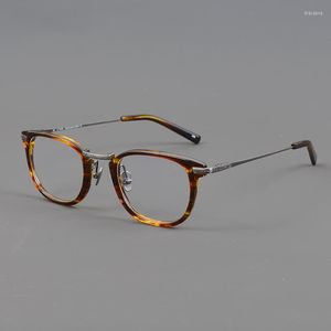 Güneş Gözlüğü Çerçeveleri Japon Masuna GMS817 Vintage Square Tortoise Gözlükleri Erkekler ve Kadınlar İçin Çerçeve El Yapımı Titanum Kombine Asetat