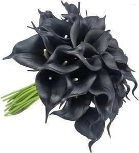 Dekorativa blommor 20 PC: er Real Touch Calla Lily Latex för konstgjorda blommor arrangemang Brudbuketter och heminredning (svart)