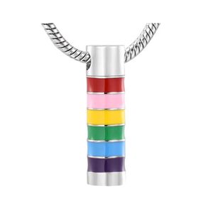 Pendant Necklaces Stainless Steel Memorial Necklace For Men/Women Rainbow Cylinder Tube Cremation Jewelry Ashes Holder Urns Drop Del Dhogf