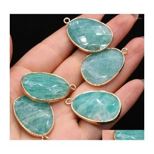 Pendant Necklaces Wholesale Natural Stone Pendants Reiki Heal Faceted Amazonites For Trendy Jewelry Making Diy Women Necklace Suppli Dhpcx