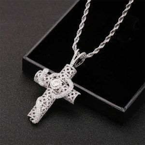 Iced Out Tier Schlange Kreuz Anhänger 4mm Tennis Kette Halskette Gold Silber Bling Zirkonia Männer Hip Hop Rock Schmuck glänzend Collier