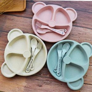 Cartoon Baby Kids Dableware Set Set Setting Food Plate Bides Set Set с Spoon Fork Eco-Friendly Swareware Sware M53