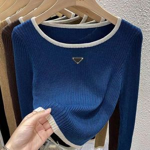 女性のセーターセーターセーター編み2023Autumn冬Oネックの長袖のゆるいピース