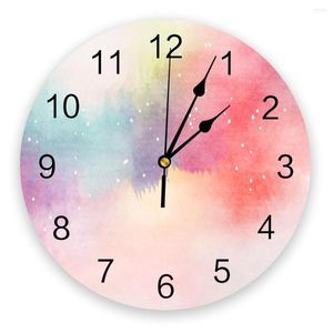 Wanduhren Aquarell Malerei Uhr Home Decor Schlafzimmer Stille Oclock Uhr Digital Für Kinderzimmer