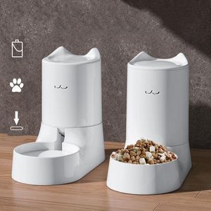 Besleme Büyük kapasiteli kedi maması dağıtıcı köpek su kasesi evcil hayvan otomatik besleyici sucu içen otomatı köpek yemek saklama konteyneri