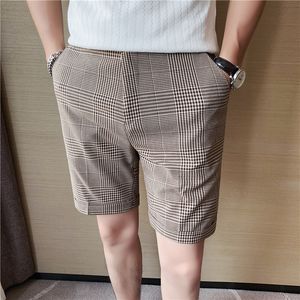 Mäns shorts män sommar mode företag pläd shorts casual chino shorts kontor byxor coola andningsbara sommarkläder fast färg 230519