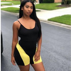 Women's Jumpsuits & Rompers Fitness Casual Sporty Womens Playsuit Sleeveless Patchwork 2023 Autumn Black Workout Active Wear Push Up