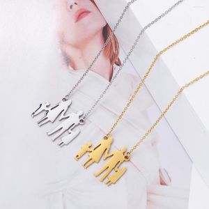 Chains Mom Daughter Family Necklace Stainless Steel Chain Children Kid Pendant Necklaces Jewelry Women Mother's Father's Day Gift