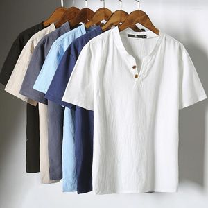 Camisa de camisetas masculinas masculino masculino masculino de linho curto moda de moda casual de verão