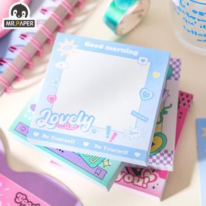 Mr.Pappa 6 Style Cartoon Cute Note Pad Loose-Leaf Memo Message Paper Plan Book School Supplies Office Korean Stationery