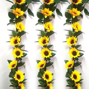 Dekorativa blommor 10st Silk Sunflower Artificial Daisy Flower Head For Wedding Party Decoration Diy Scrapbooking Wreath Craft Fake