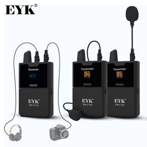 Microphones EYK EWC102 Camera Lapel Mic UHF Wireless Lavalier Microphone with Audio Monitor Function for Phones DSLR DV Camcorder Webcast 230518