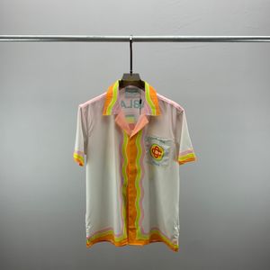 メンズデザイナーシャツサマーショートスリーブカジュアルボタンアップシャツプリントボウリングシャツスタイル通気性Tシャツ服＃60