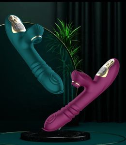 Vuxna leksaker teleskopisk roterande dildo dubbel tunga sugande klitoris stimulering kanin vibratorer värmer vagina vuxna sexleksaker för kvinnor 230519